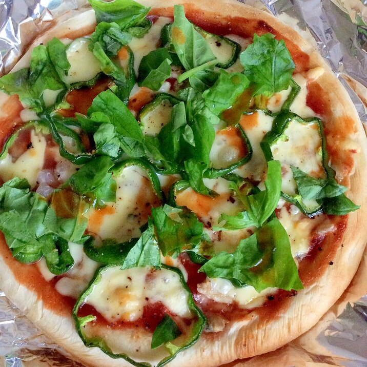 ピーマンとベーコンとバジルのpizza レシピ 作り方 By Madone6 楽天レシピ ピーマンとベーコンとバジルのpizza レシピ 作り方 By Madone6 楽天レシピ